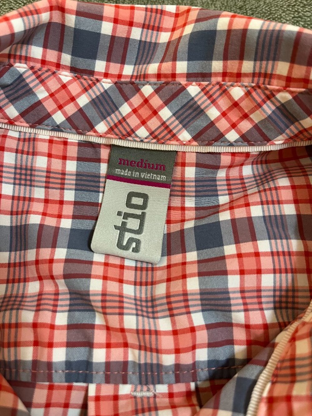 Stio Women’s Pearl Snap Plaid Shirt Red, Blue & White Western Nylon Poly Medium - Picture 2 of 11